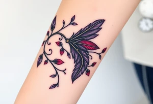 Bracelet with vines and feathers
Purple, red and black with a jewelry like finish
add gold
and silver with a dragon tattoo idea