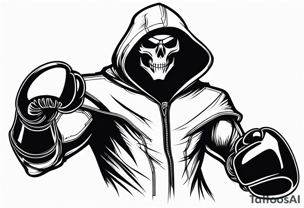 Reaper with boxing gloves tattoo idea