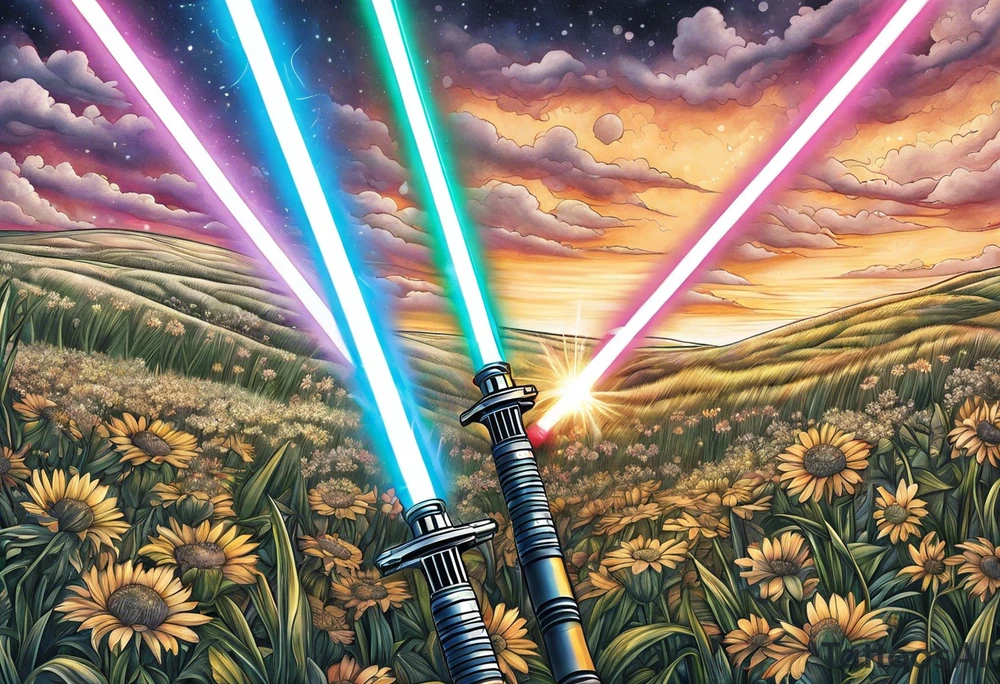 A field of lightsabers tattoo idea