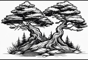 Pine tree and juniper tree tattoo idea