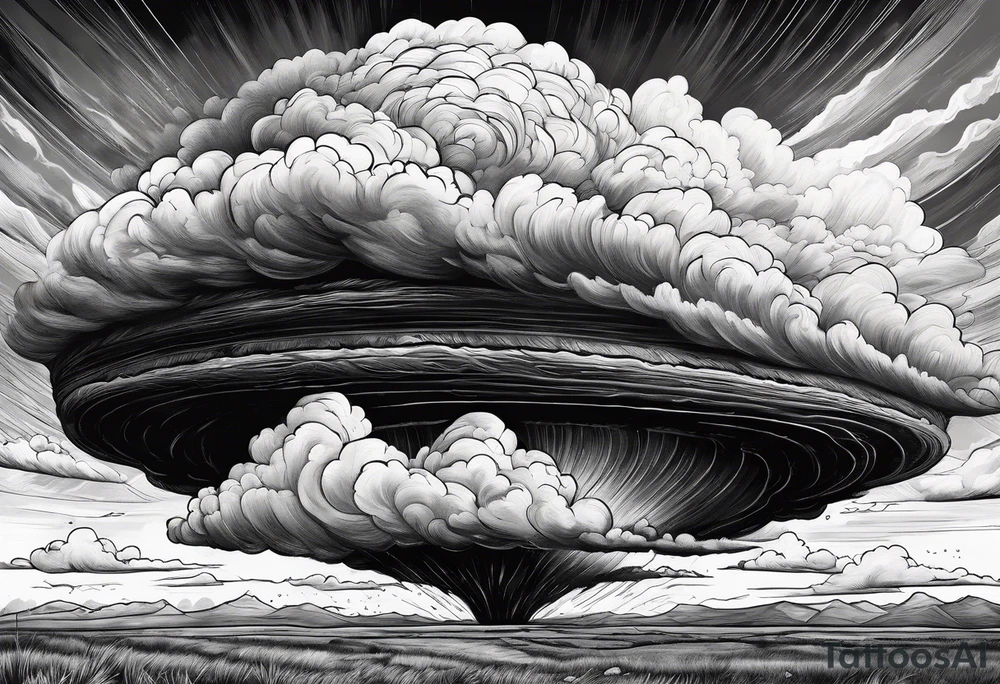 beautiful supercell cloud in vast open Texas lands tattoo idea