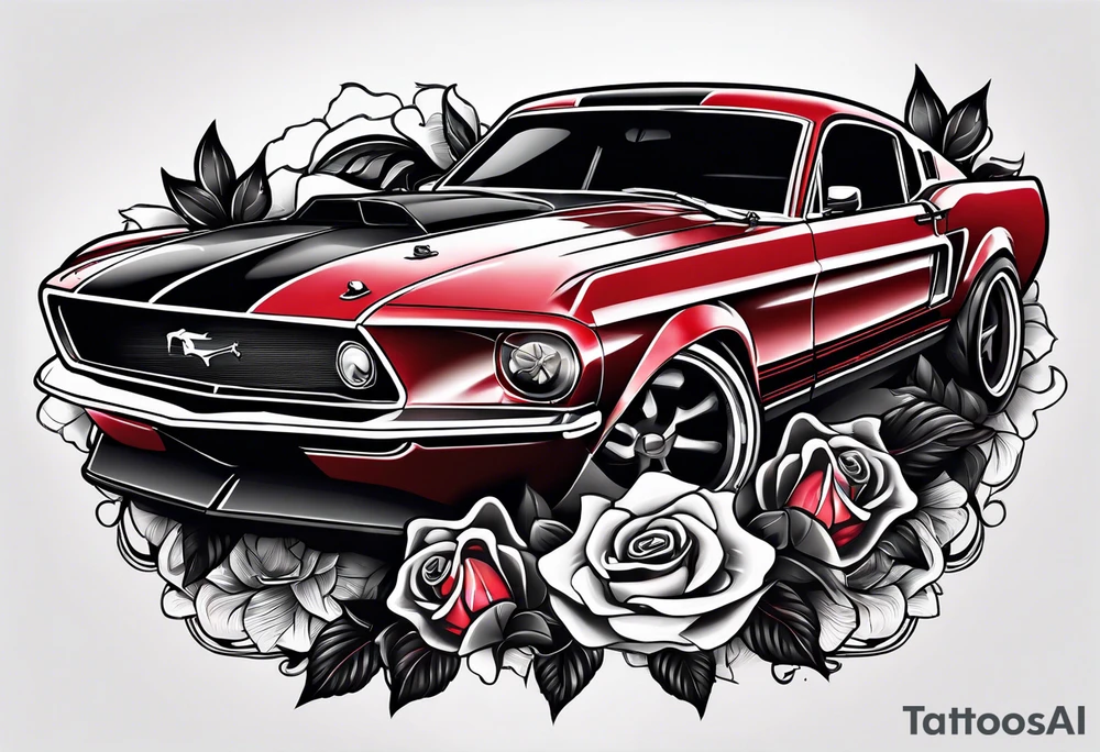 skull and roses
Muscle mustang car tattoo idea