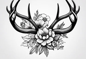 antler with flower tattoo idea
