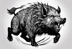front angry boar tattoo idea