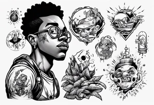 Adventurous black boy who is playful and has zero fear and ready to tackle the world tattoo idea