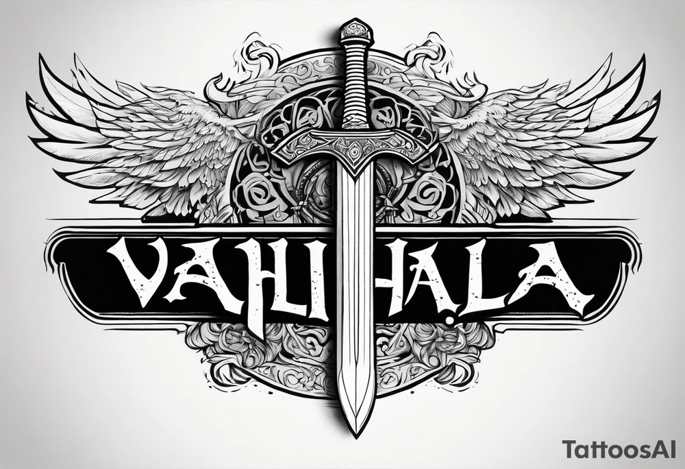 Valhalla sword warrior funeral tattoo idea