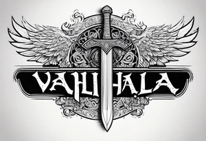 Valhalla sword warrior funeral tattoo idea