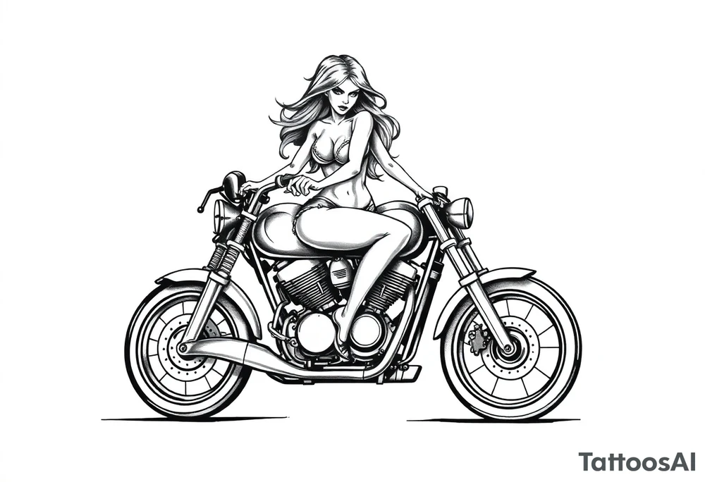 naked girl on motorcycle, slut, angry tattoo idea