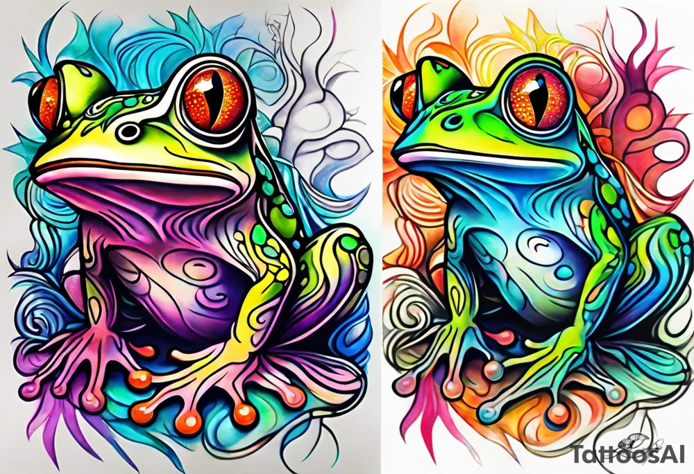 Trippy frog tattoo idea