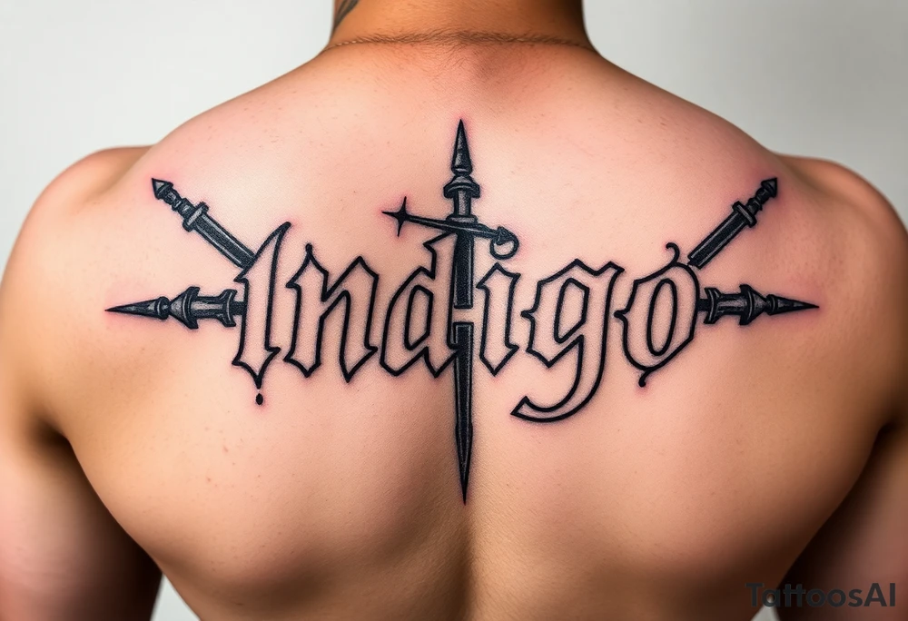 The name indigo stabbed through 333 tattoo idea