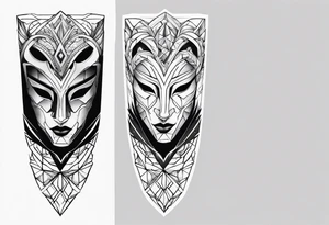 tattoo fool sleeve, broken mask, sad, dark tattoo idea