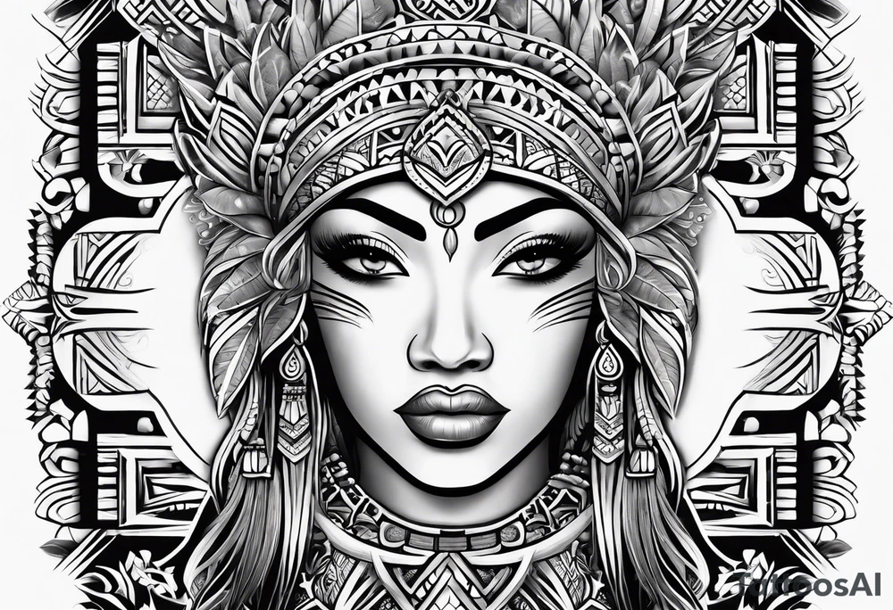 Warp tattoo above the knee, using Polynesian style tattoo idea