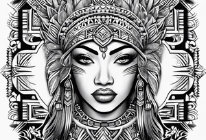 Warp tattoo above the knee, using Polynesian style tattoo idea