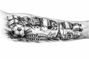Football related my own journey England USA Iceland Italy Spain Turkey France Hungary flags inside forearm can u put 3 stars under iceland , 2 under turkey and italy tattoo idea