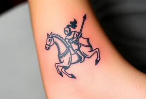 medieval woodcut knight on a hobby horse tattoo idea