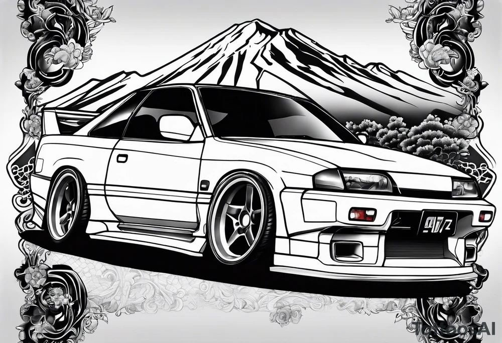 Car nissan 200sx with pop up lights tattoo idea