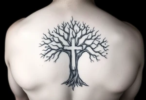 tree of life with the cross imbued inside tattoo idea