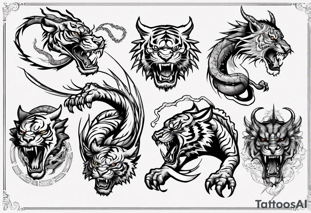 tiger fights dragon tattoo idea