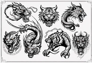 tiger fights dragon tattoo idea