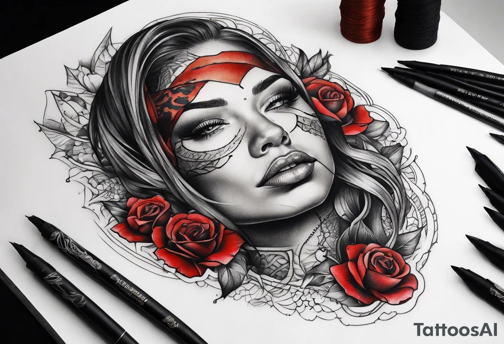 stitching together a wound; no portrait; band around arm tattoo idea