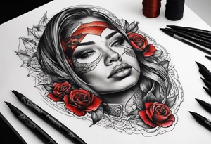 stitching together a wound; no portrait; band around arm tattoo idea