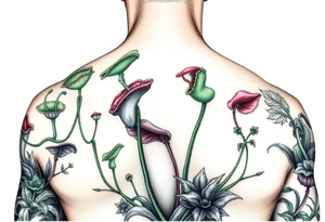 carnivorous plants neck, chest, back, and arm sleeves
I want these spots covered in these plants, ranging from venus fly traps to others tattoo idea