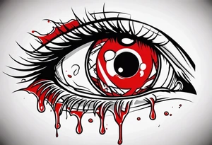 Bleeding one red eye tear sleeve tattoo design tattoo idea
