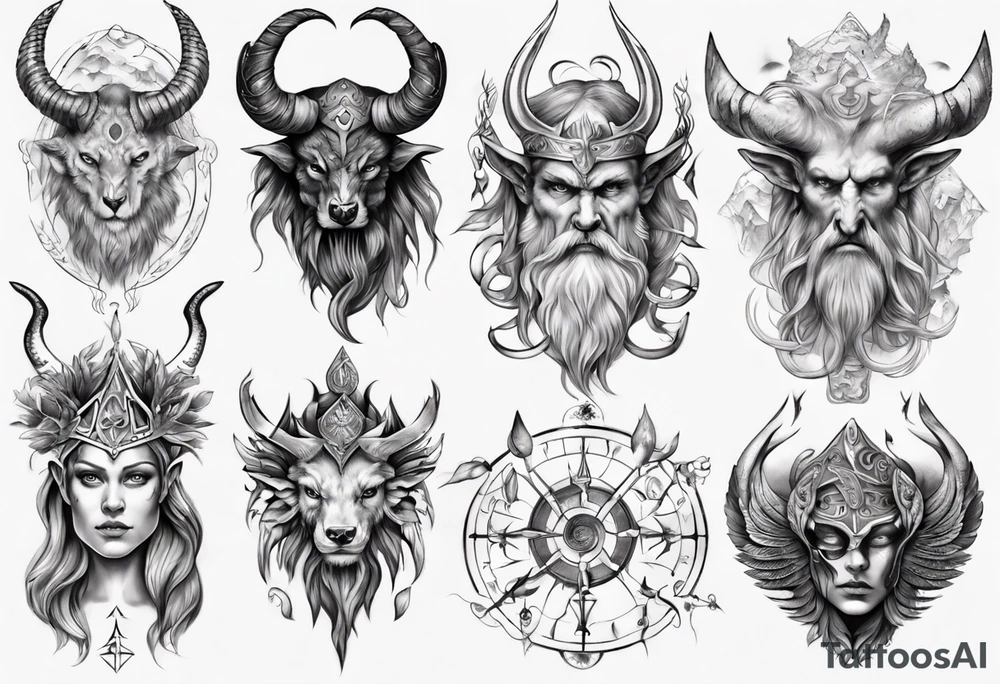 photorealistic Nordic mythology tattoo idea