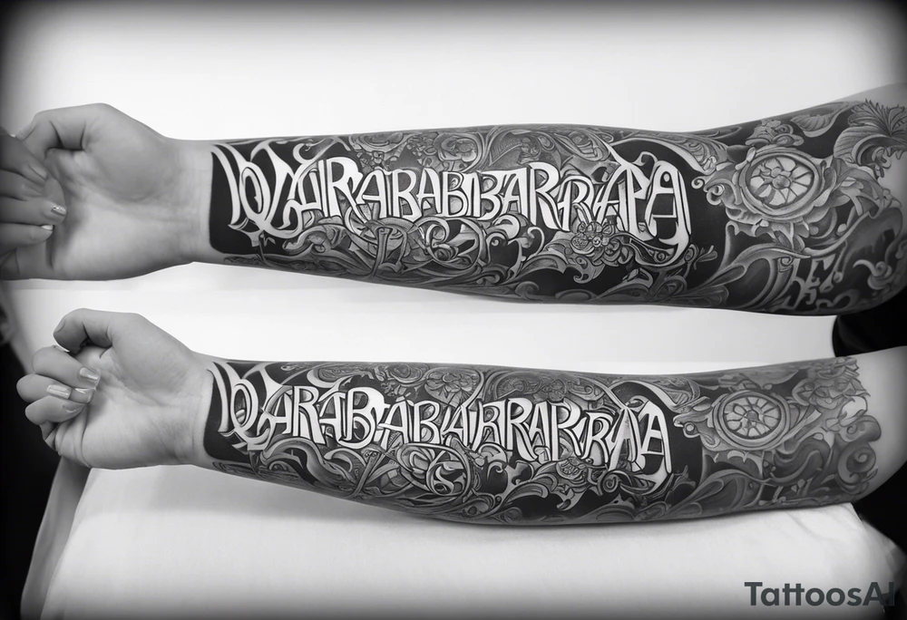 barbara as a sleeve tattoo outside shaded but the inside is clear tattoo idea