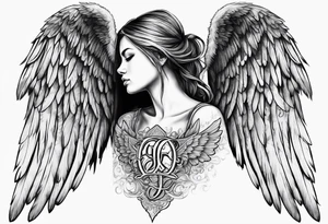 The word Glenn with angel Wings at the side tattoo idea