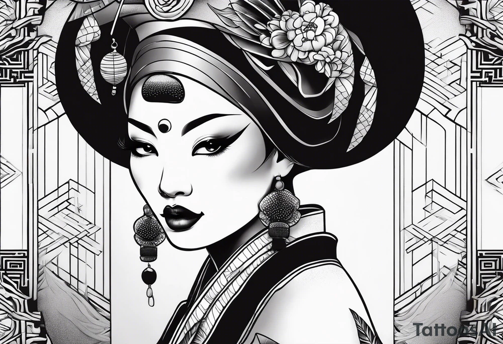 African geisha Japanese traditional style tattoo tattoo idea