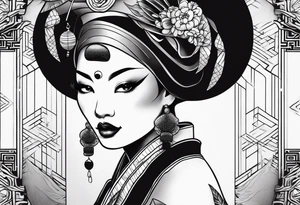 African geisha Japanese traditional style tattoo tattoo idea