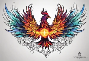 Roman looking Phoenix rising out of fire. Rebirth. tattoo idea