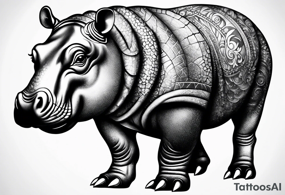 Baby hippopotamus tattoo idea