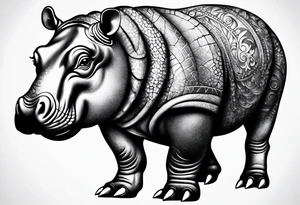 Baby hippopotamus tattoo idea