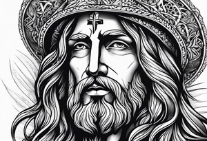 Jesus christ face with white beards tattoo idea
