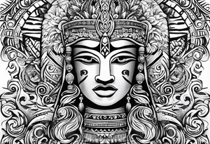 fijian tribal patterns and flowers tattoo idea