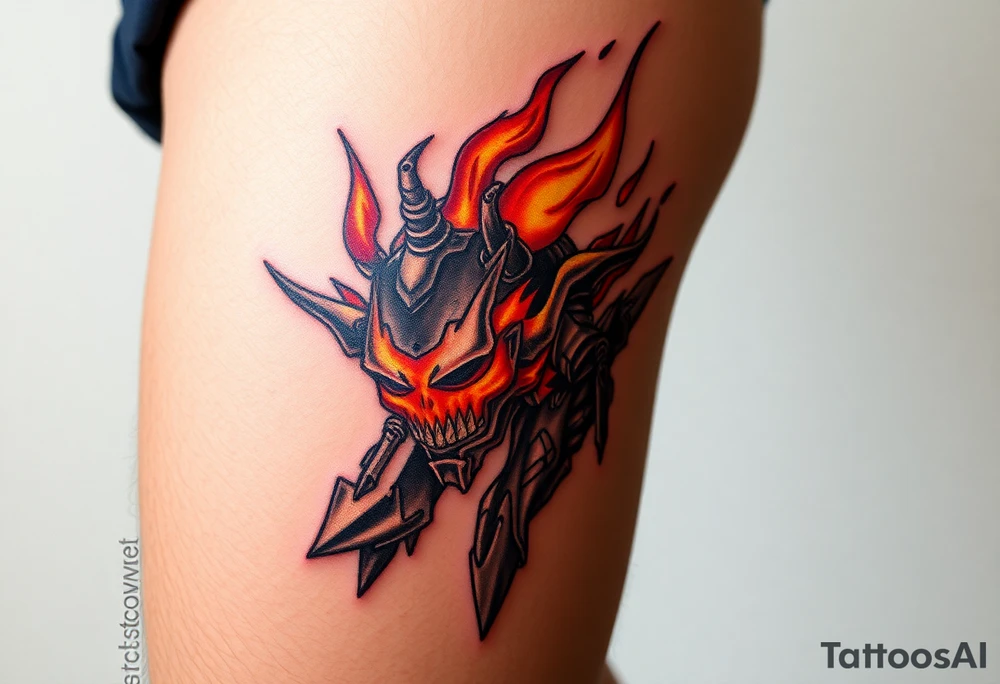 toxic world on fire tattoo idea