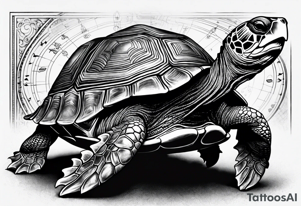 Turtle with the circle of fifths on its shell tattoo idea