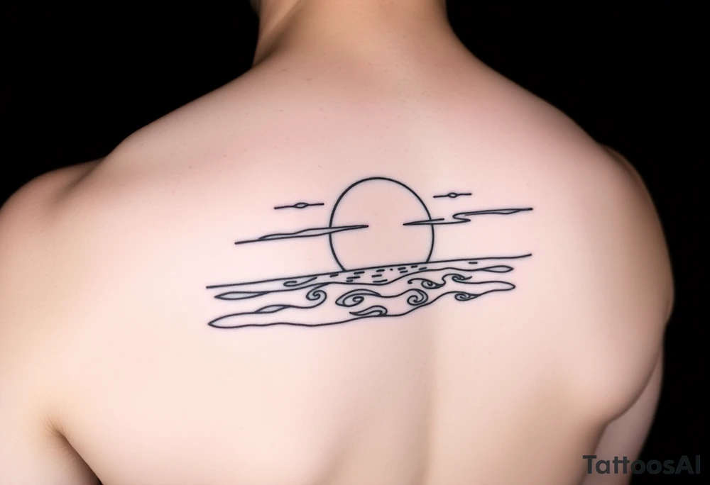Sunset with ocean tattoo idea