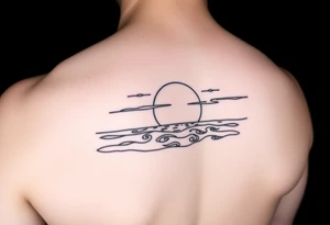 Sunset with ocean tattoo idea