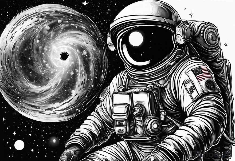 A astronaut a black hole tattoo idea