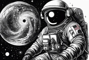 A astronaut a black hole tattoo idea