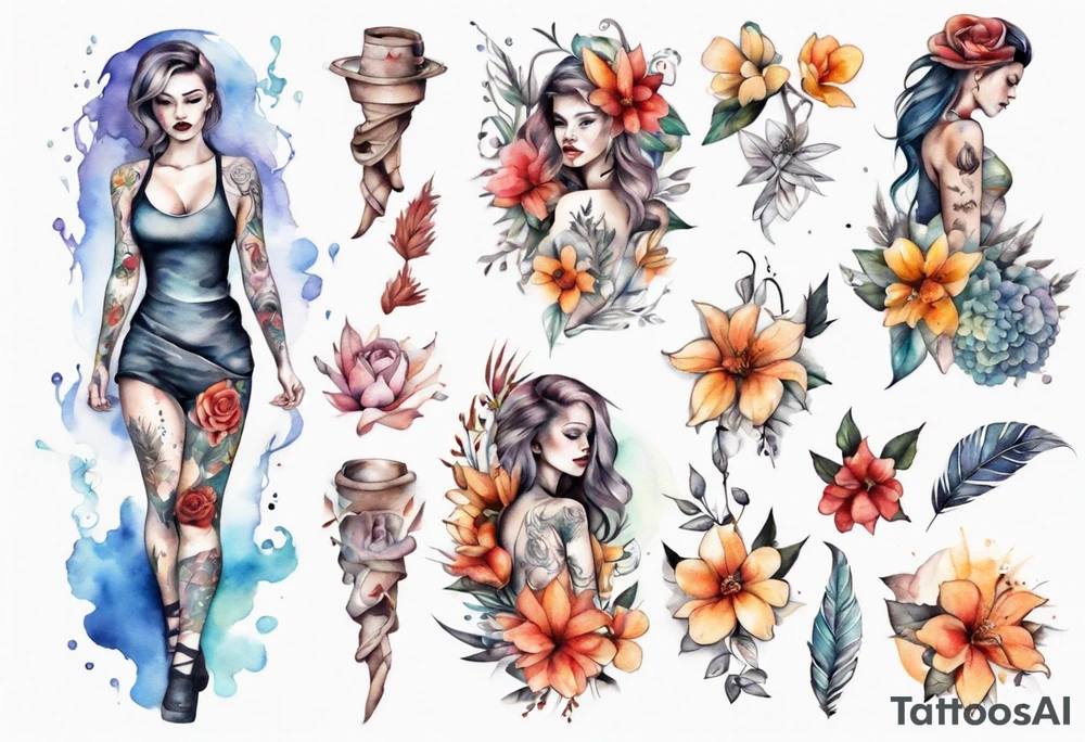 Sexy girl full body tattoo idea
