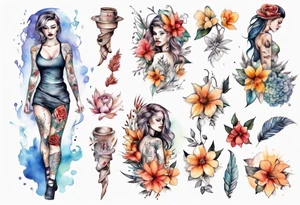 Sexy girl full body tattoo idea