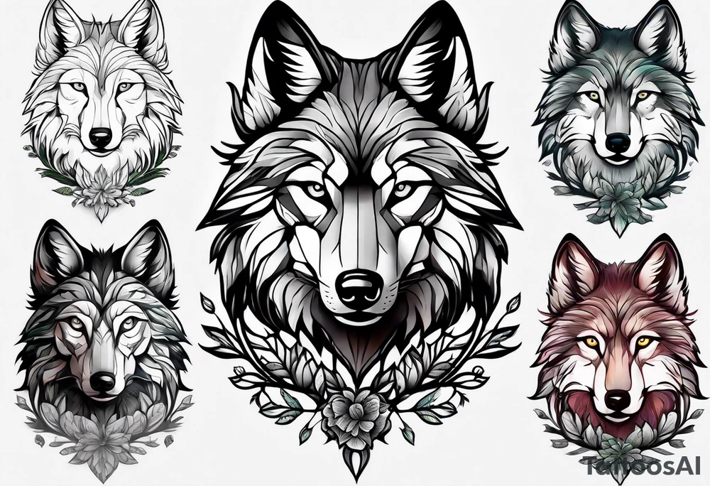Forest in wolf body tattoo idea