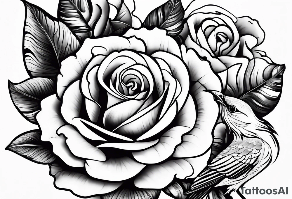 Birds and Roses head tattoo tattoo idea
