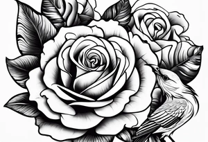 Birds and Roses head tattoo tattoo idea