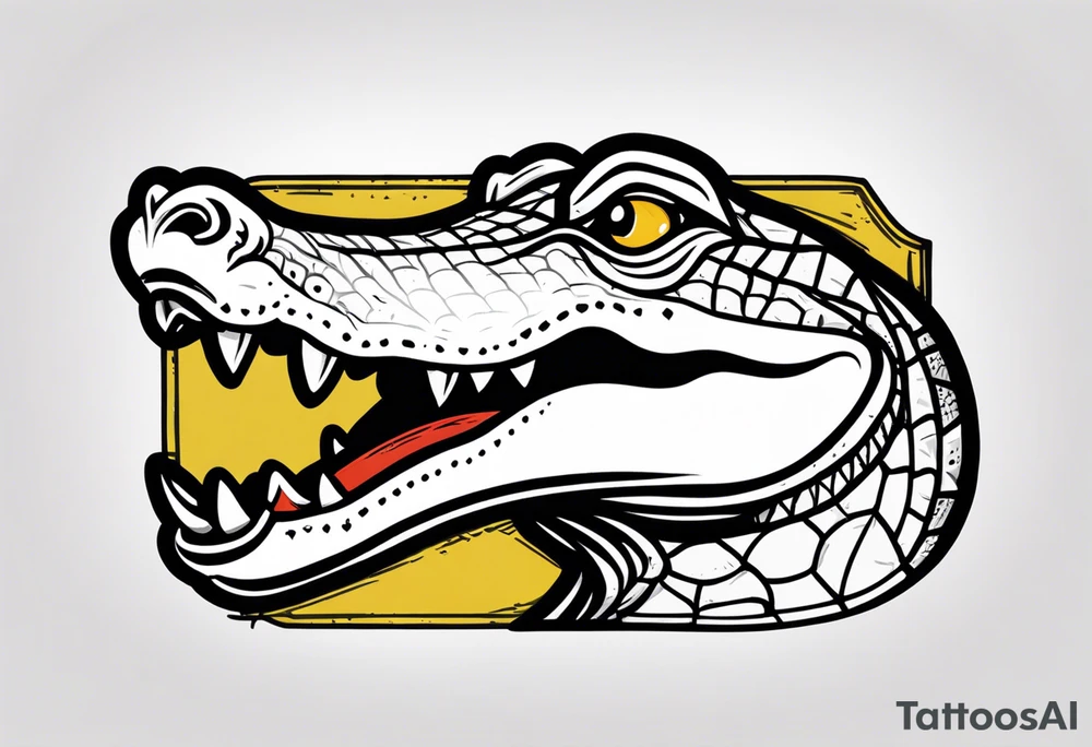 Alligator biting a 2 of spades card tattoo idea