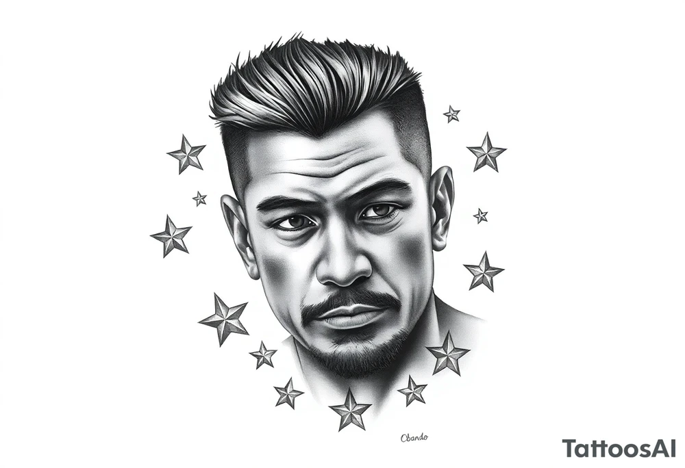 last Name Obando with stars tattoo idea
